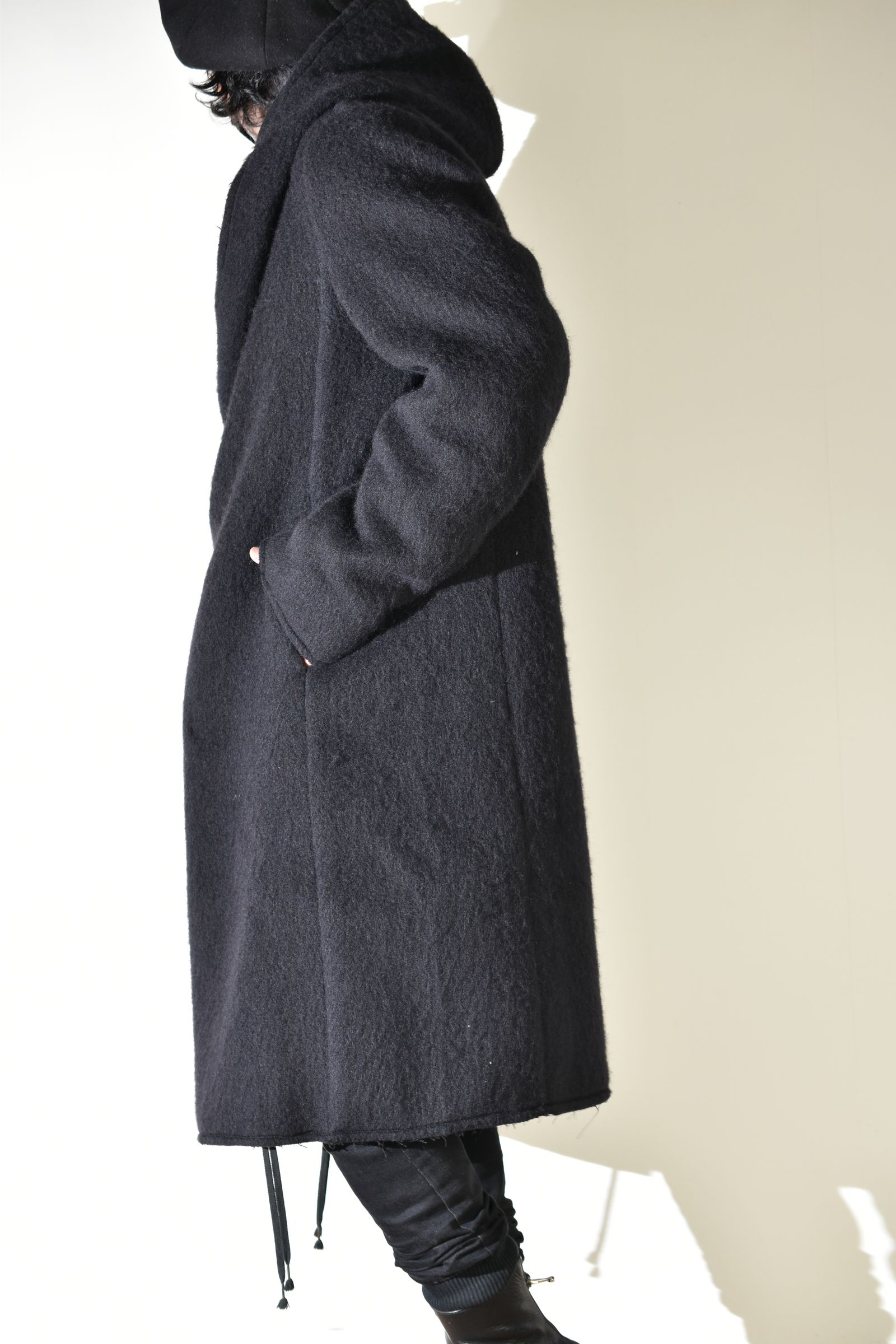 Shawl Collar Hoodie Coat "Black" / ショールカラーフーディコート"ブラック"