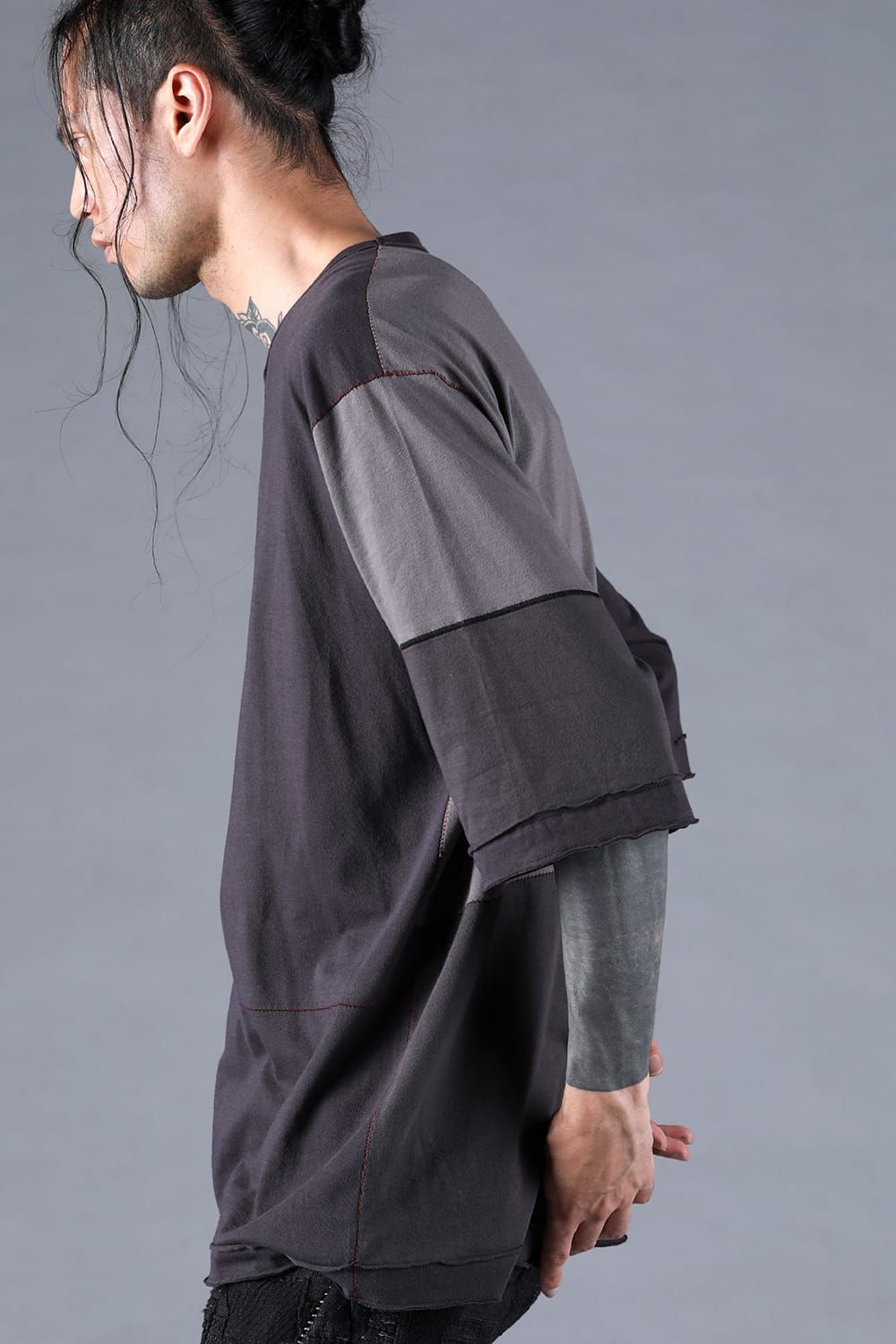 Multi Color Patchwork T-shirt"Charcoal" / マルチカラーパッチワークTシャツ"チャコール"