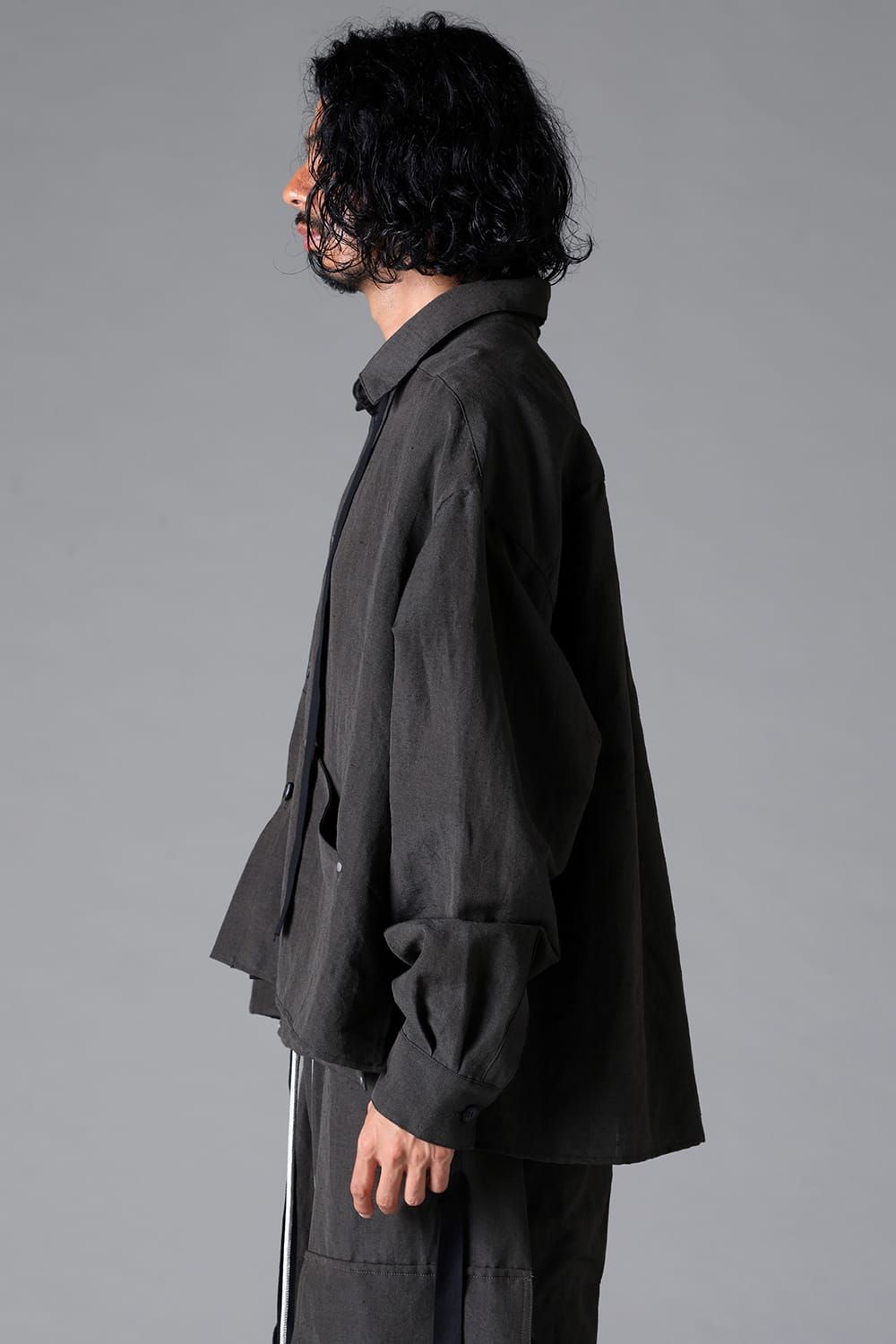 《2026SS先行予約》Wide Short Shirts"Black / Stone /Khaki /D.Grey / ST×GY" / ワイドショートシャツ"ブラック/ストーン/カーキ/ダークグレー/ストライプ×ダークグレー"