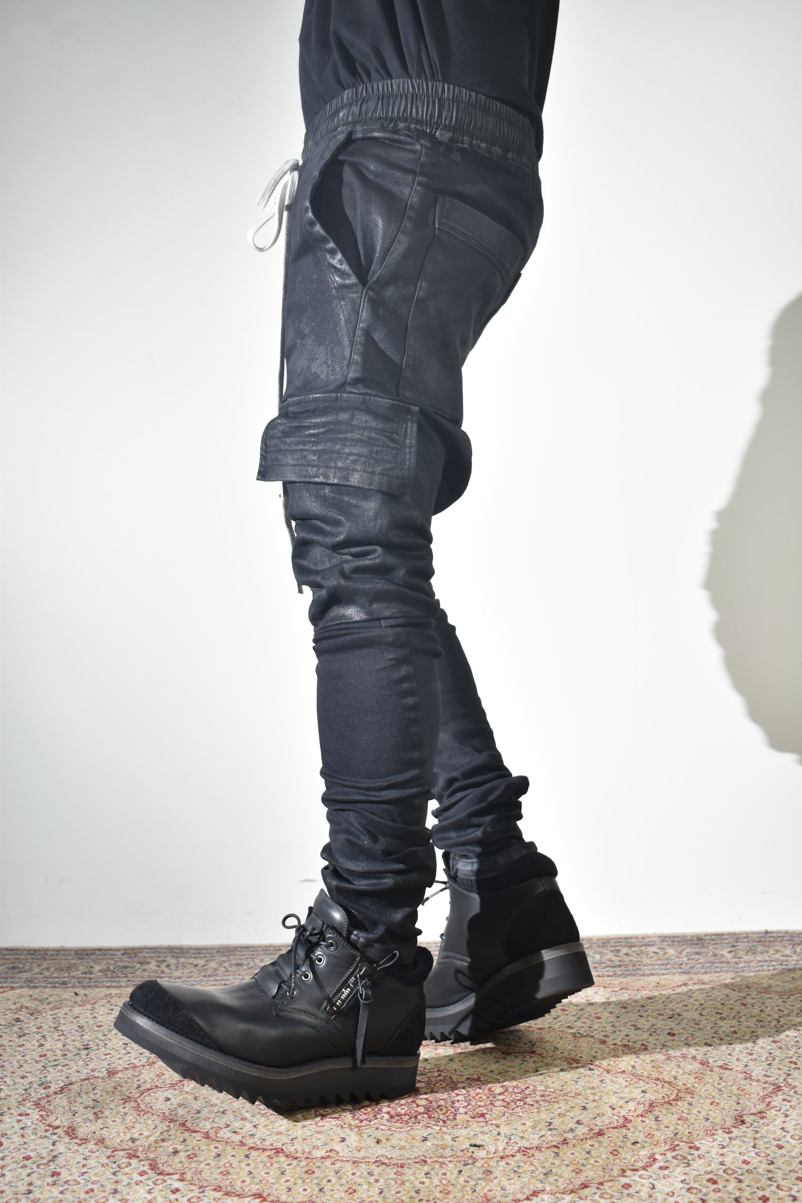 Coating Cargo Saroel Skinny"Black" / コーティングサルエルカーゴスキニー"ブラック"