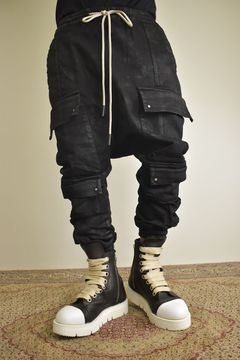 Coating Bonding Sarouel Cargo Jogger Denim"Black" / コーティングボンディングサルエルカーゴジョガーデニム"ブラック"