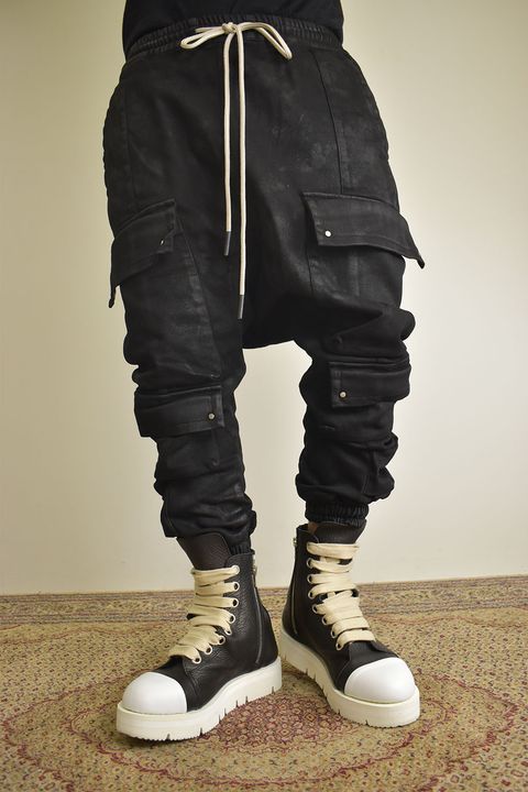 Coating Bonding Sarouel Cargo Jogger Denim"Black" / コーティングボンディングサルエルカーゴジョガーデニム"ブラック"