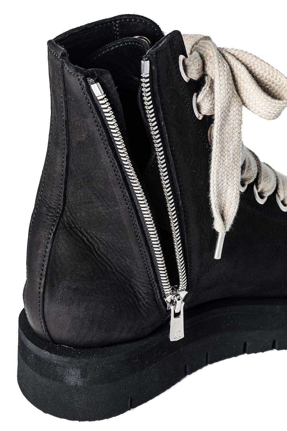 《2027SS先行予約分》 Fat Laces Leather Sneaker Boots "Black" / ファットレースレザースニーカーブーツ"ブラック"