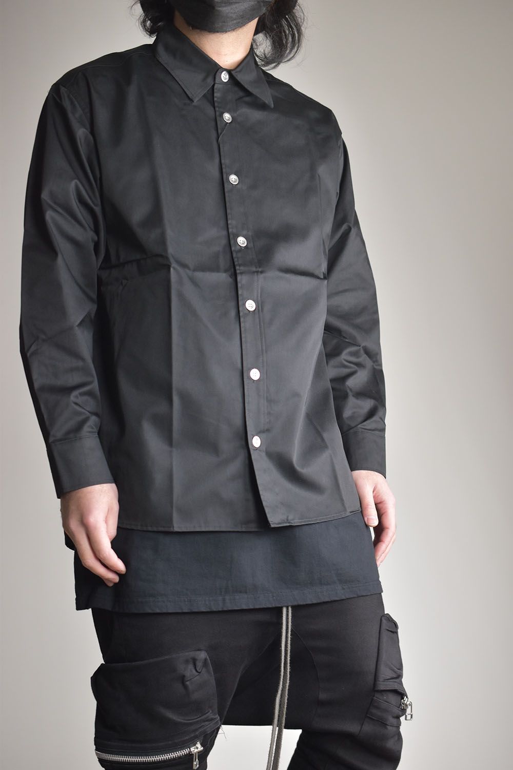 Metal Button Loose Fit Shirt"Black"/メタルボタンルーズフィットシャツ"ブラック"