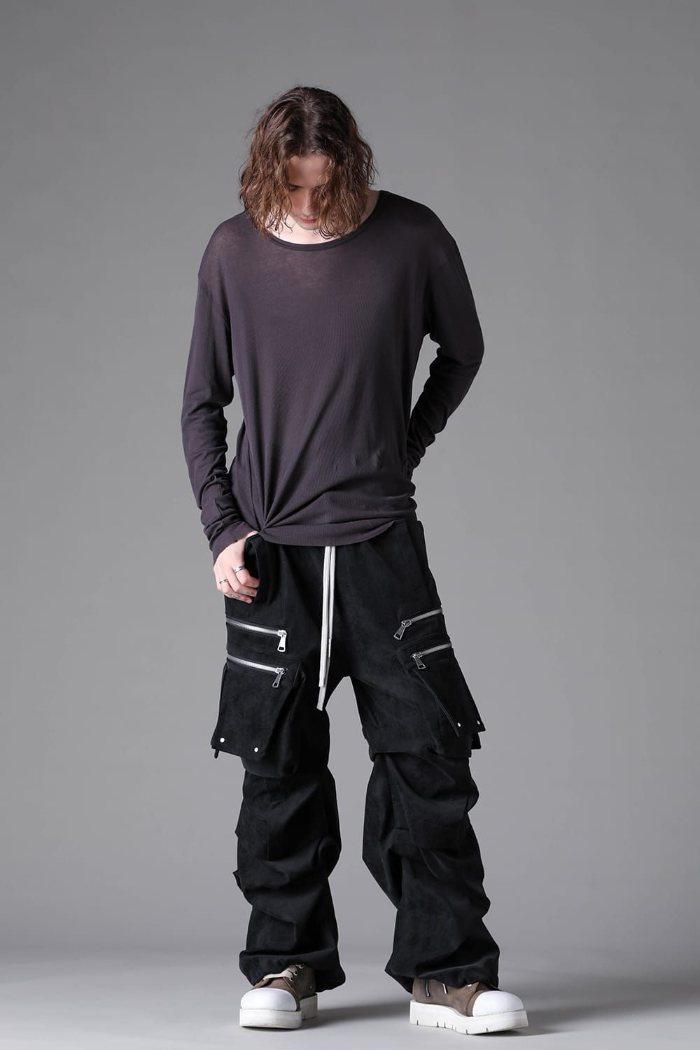 《2026AW先行予約》Back Printed Rib Long  Sleeve Tee"Black / D.Grey / Ivory /Khaki"バックプリントリブロングスリーブTee"ブラック/ダークグレー/アイボリー/カーキ"