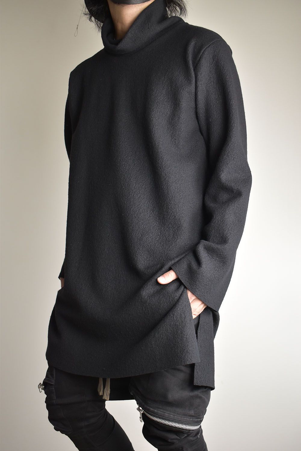 High Neck Long Pullover"Black"/ ハイネックロングプルオーバー"ブラック"