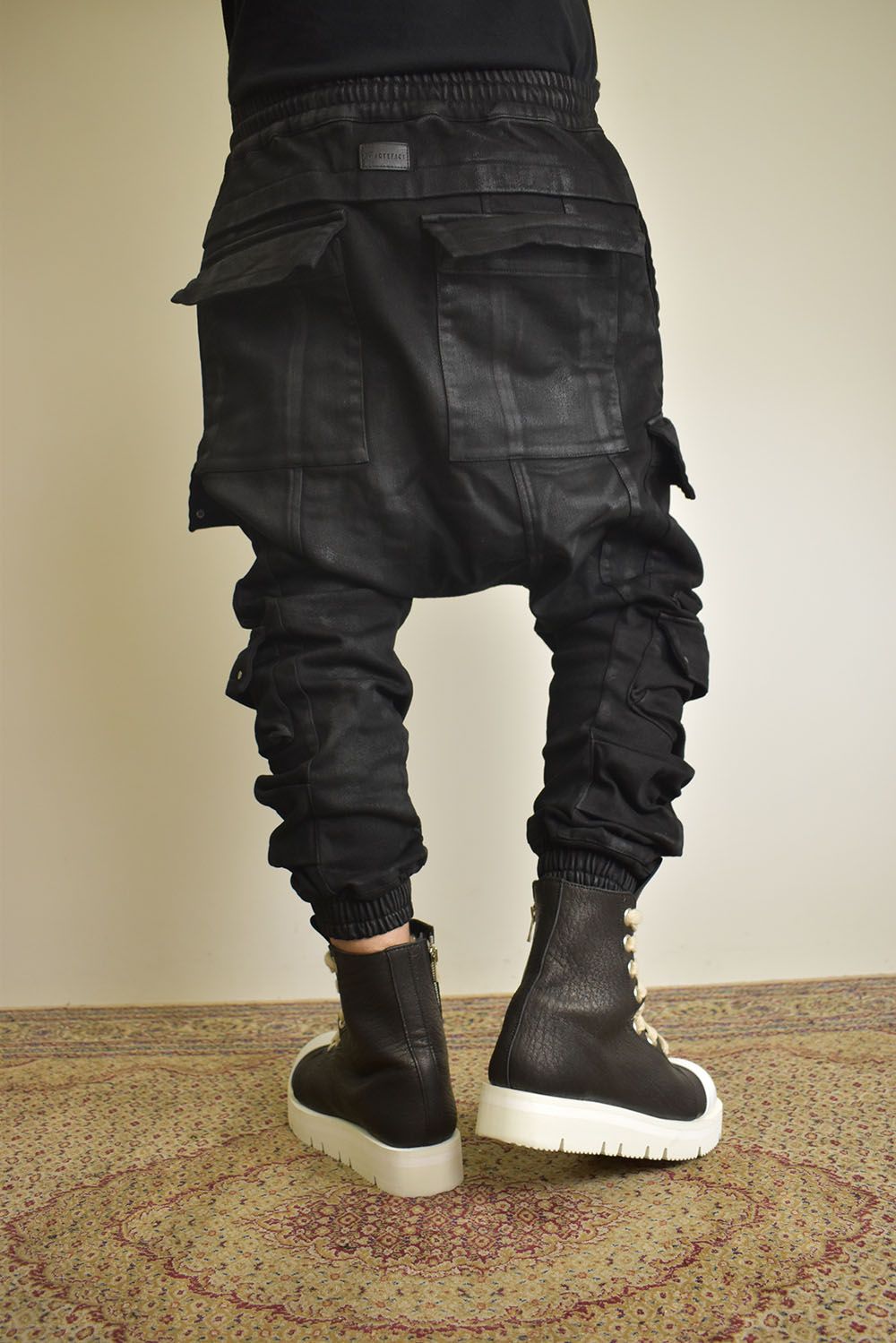 Coating Bonding Sarouel Cargo Jogger Denim"Black" / コーティングボンディングサルエルカーゴジョガーデニム"ブラック"
