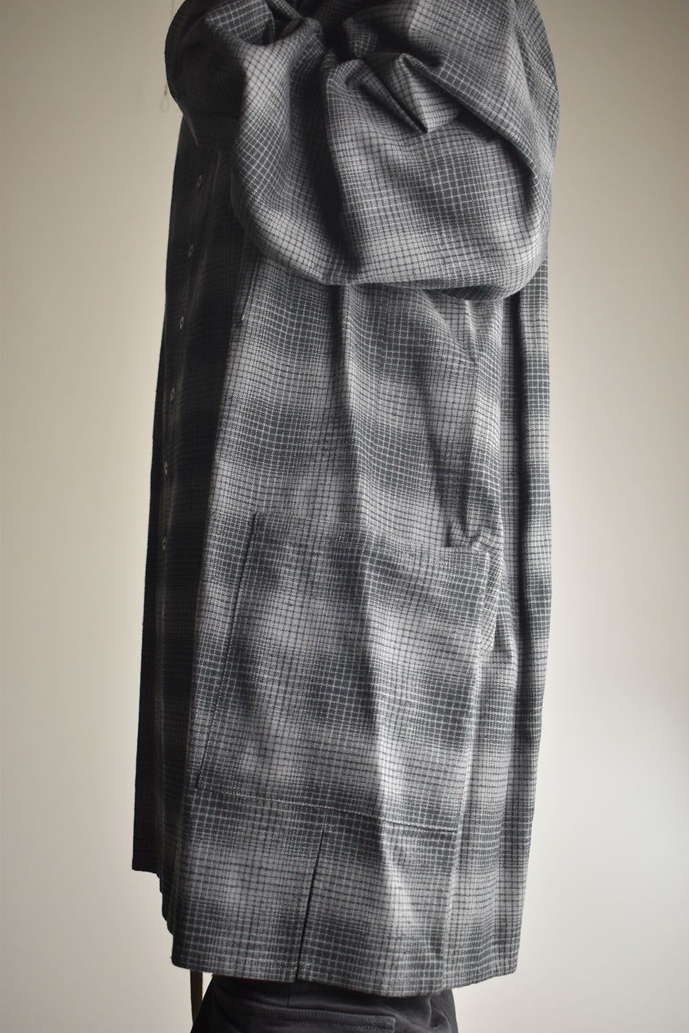 Over Sized Check Shirts"Grey" / オーバーサイズドチェックシャツ"グレー"