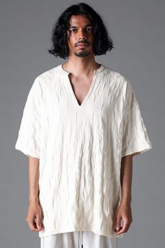 《2026SS先行予約》Gradient Plaid Pattern V Neck Tee"Black / Cream" / グラデーションチェックパターンVネックTee"ブラック/クリーム"