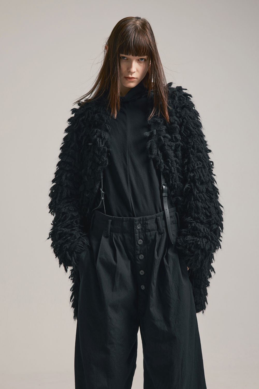 5GG Long Pile Knit Cardigan"Black" / ロングパイルニットカーディガン"ブラック"