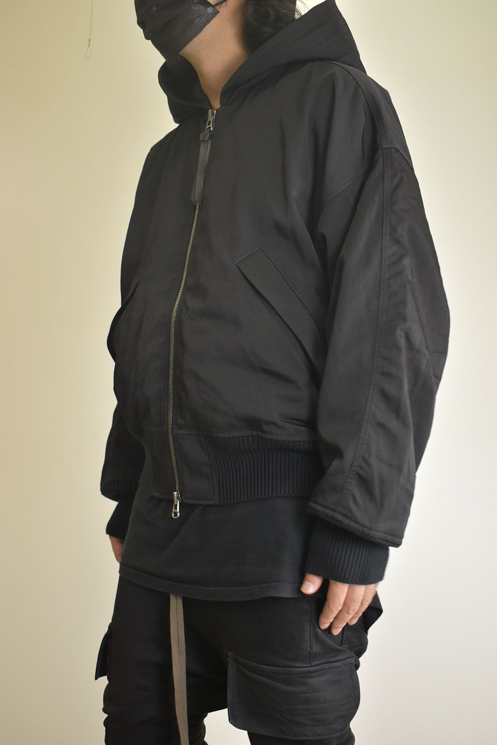 Nylon Wool Twill Hooded Jacket"Black" / ナイロンウールツイルフーデッドジャケット"ブラック"