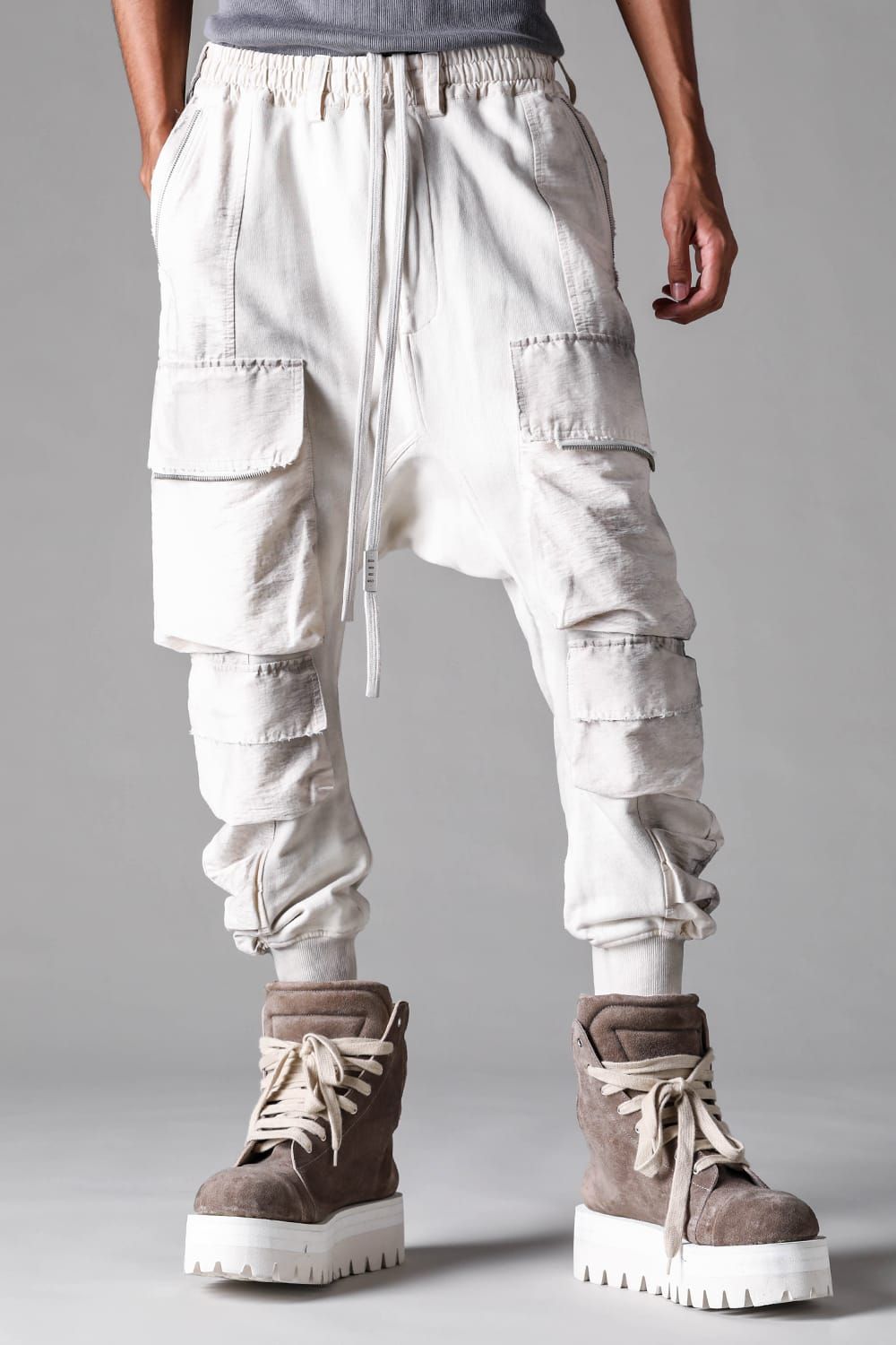 《2027SS先行予約》Vintage Cargo Sarrouel Easy Pants "Black × Brown / Grey × L.Grey / Ivory" / ヴィンテージカーゴサルエルイージー"パンツ"ブラック×ブラウン / グレー×ライトグレー / アイボリー"