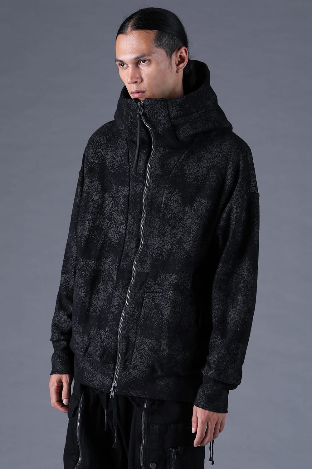 《2027SS先行予約分》Crack-Coated Jersey Hooded Jacket"Black" / クラックコーティングジャージーフーデッドジャケット"ブラック"