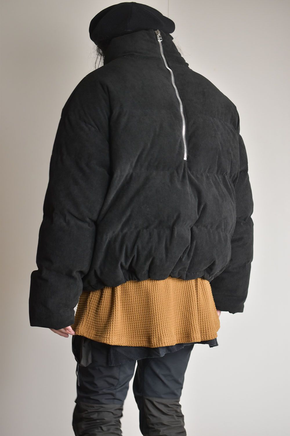 Corduroy High Neck Down jacket"Black/Brown"/コーデュロイハイネックダウンジャケット"ブラック/ブラウン"