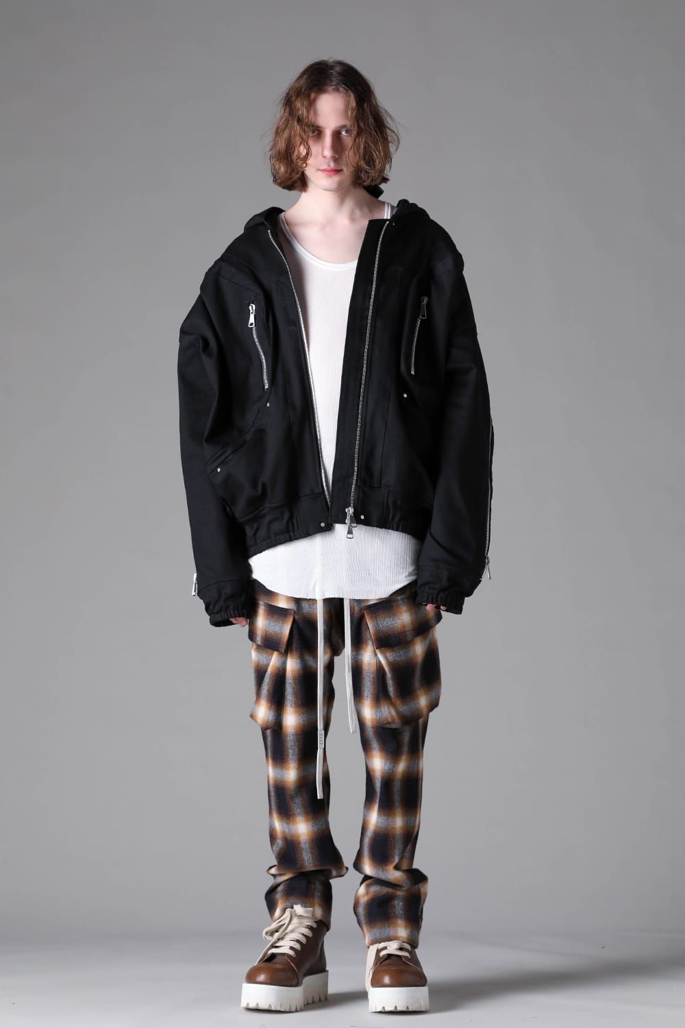 《2026AW先行予約》Plaid Cargo Flare Pants"Soft Greige / Black Camel /Warm Brown" / プレイドカーゴフレアパンツ"ソフトグレージュ / ブラックキャメル /ウォームブラウン"