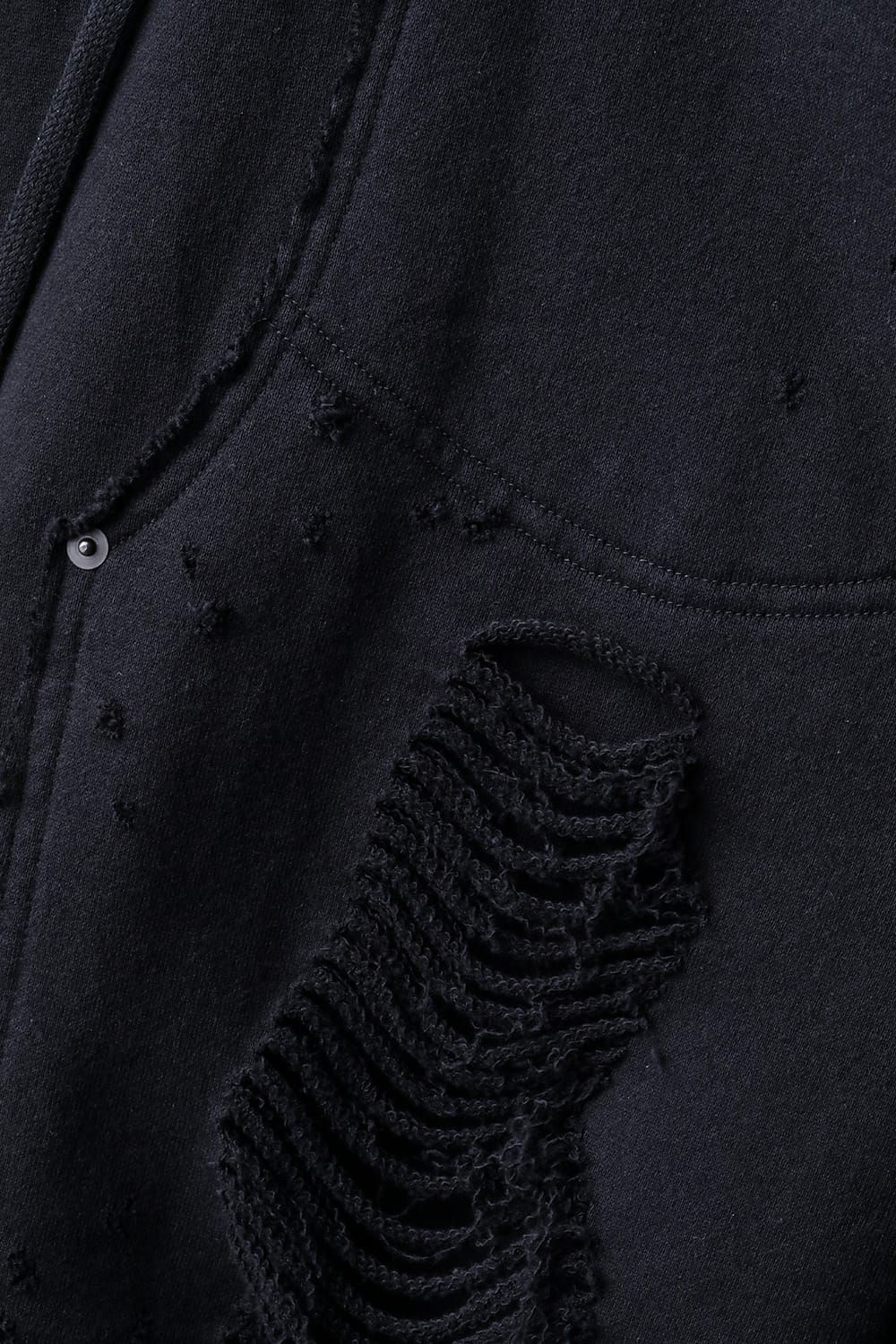 Sweat Shotgun Damage Layered Tee"Black" / 裏毛ショットガンダメージレイヤードTee"ブラック"