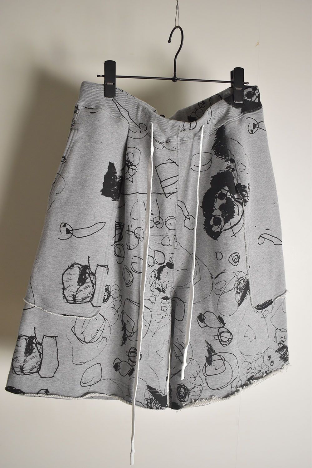 Sweat Print Wide Pants"Grey" / スウェットプリントワイドパンツ"グレー"