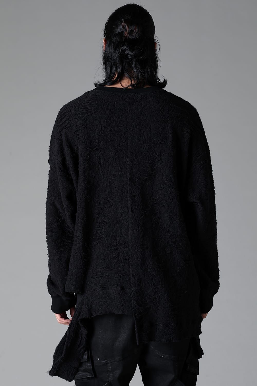 《2025AW先行予約》Damage Pile Arymmetry Crew Neck Top"Black" / ダメージパイル アシンメトリークルーネックトップ"ブラック"