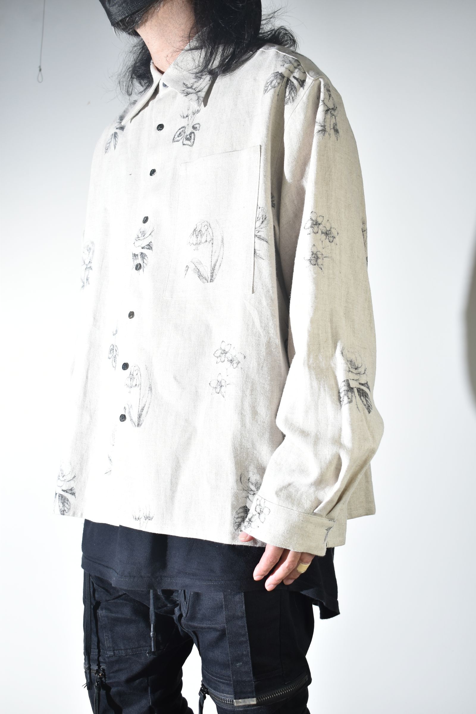 Botanical Print Oversized Shirt "Ecru" / ボタニカルプリントオーバーサイズシャツ"エクリュ"