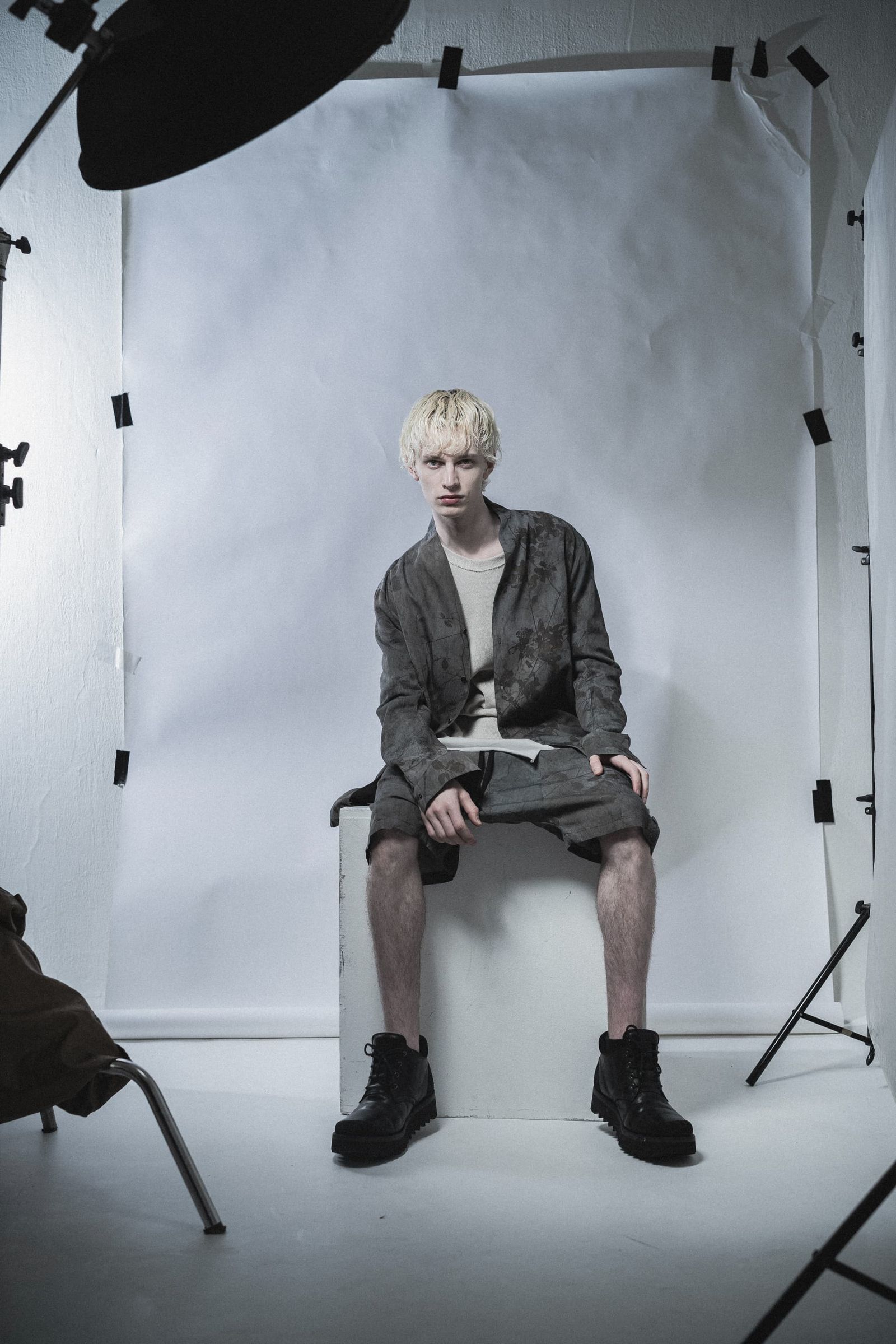《2027SS先行予約分》Inkjet-Printed Sarrouel Shorts"Charcoal" / インクジェットプリントサルエルショーツ"チャコール"