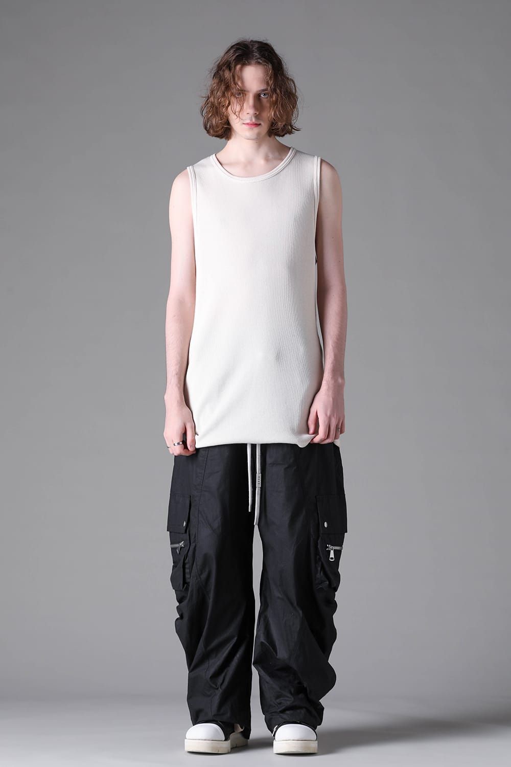 《2026AW先行予約》Back Printed Waffle Jersey Long Tank Top"Black / D.Grey / Ivory /Khaki"バックプリントワッフルジャージーロングタンクトップ"ブラック/ダークグレー/アイボリー/カーキ"