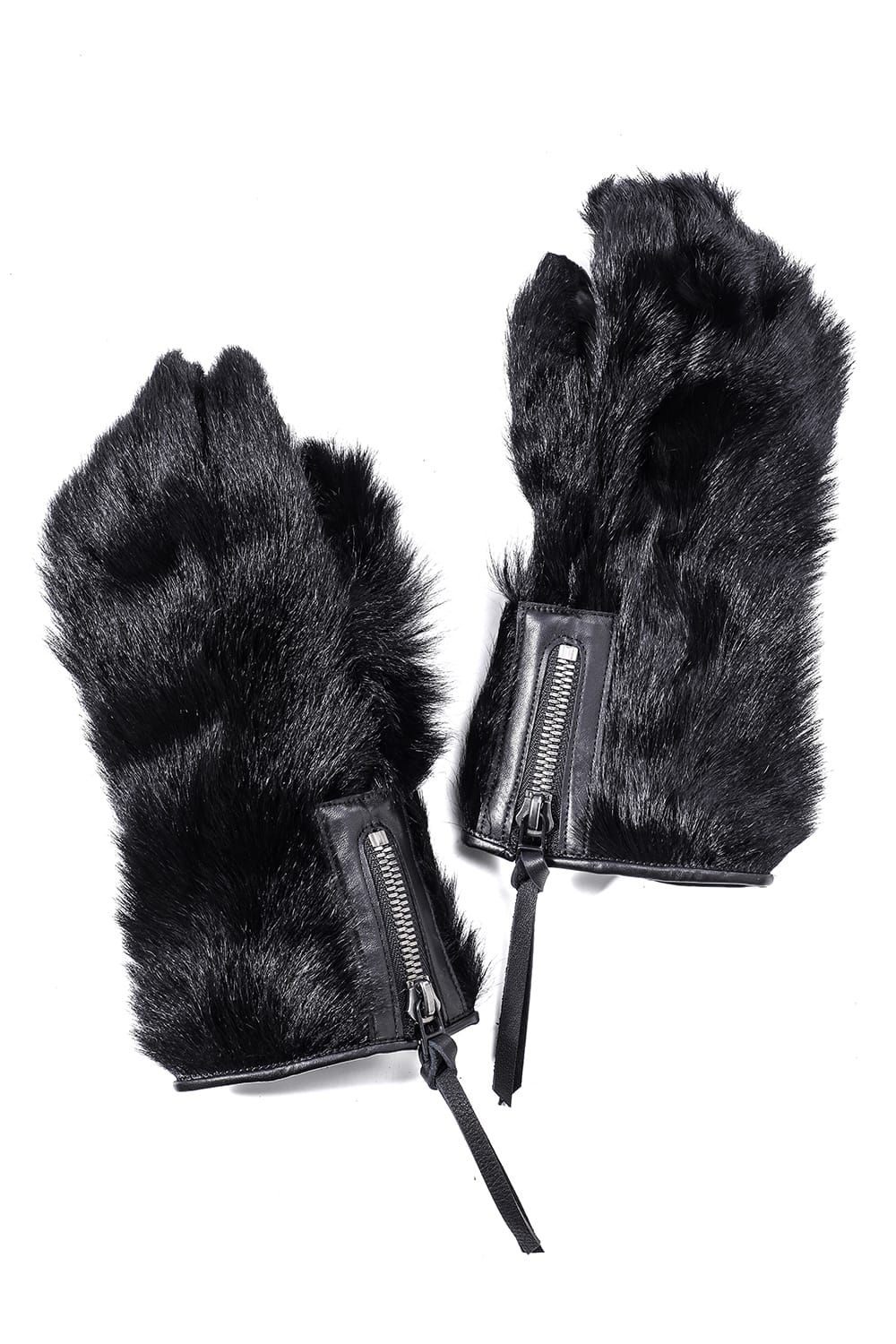 Goatfur and Horsehide Combination Gloves"Black" / ゴートファー×ホースレザーコンビネーショングローブ"ブラック"