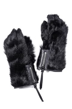 Goatfur and Horsehide Combination Gloves"Black" / ゴートファー×ホースレザーコンビネーショングローブ"ブラック"