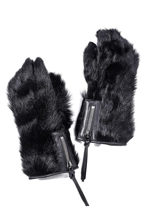 Goatfur and Horsehide Combination Gloves"Black" / ゴートファー×ホースレザーコンビネーショングローブ"ブラック"