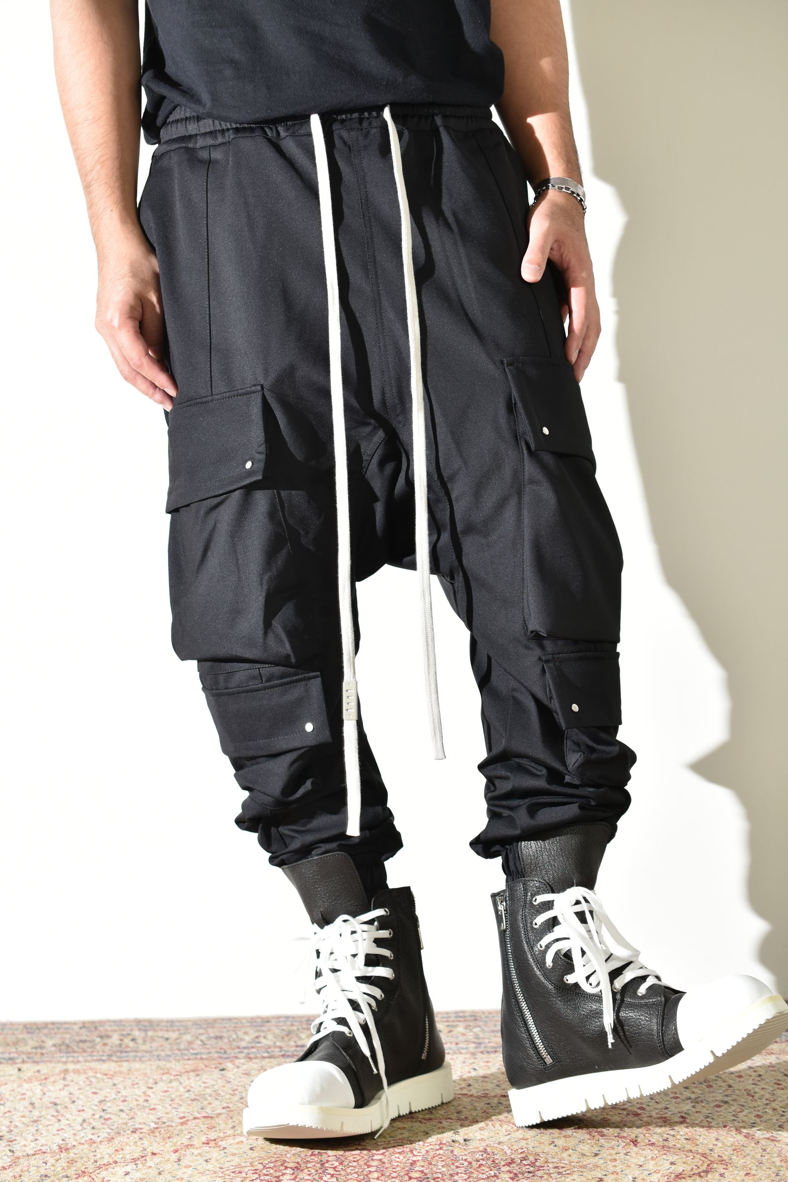 Technical Nylon Military Sarrouel Easy Pants"Black" / テクニカルナイロンミリタリーサルエルイージーパンツ"ブラック"