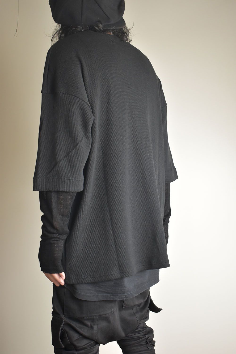 Layered Crew Neck Top"Black" / レイヤードクルーネックトップ"ブラック"