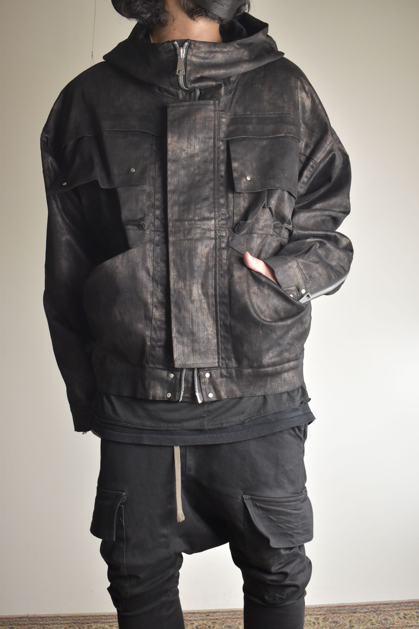 Metal Steam Camouflage Hooded Blouson"Black × Brown" / メタルスチームカモフラージュ フーデッドブルゾン"ブラック×ブラウン"
