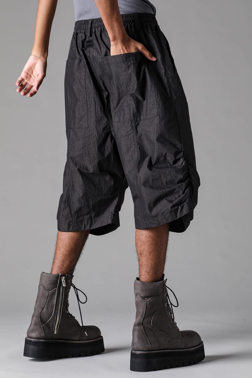 《2027SS先行予約》Cotton Nylon Side Gather Shorts"Black" / コットンナイロンサイドギャザーショーツ"ブラック"