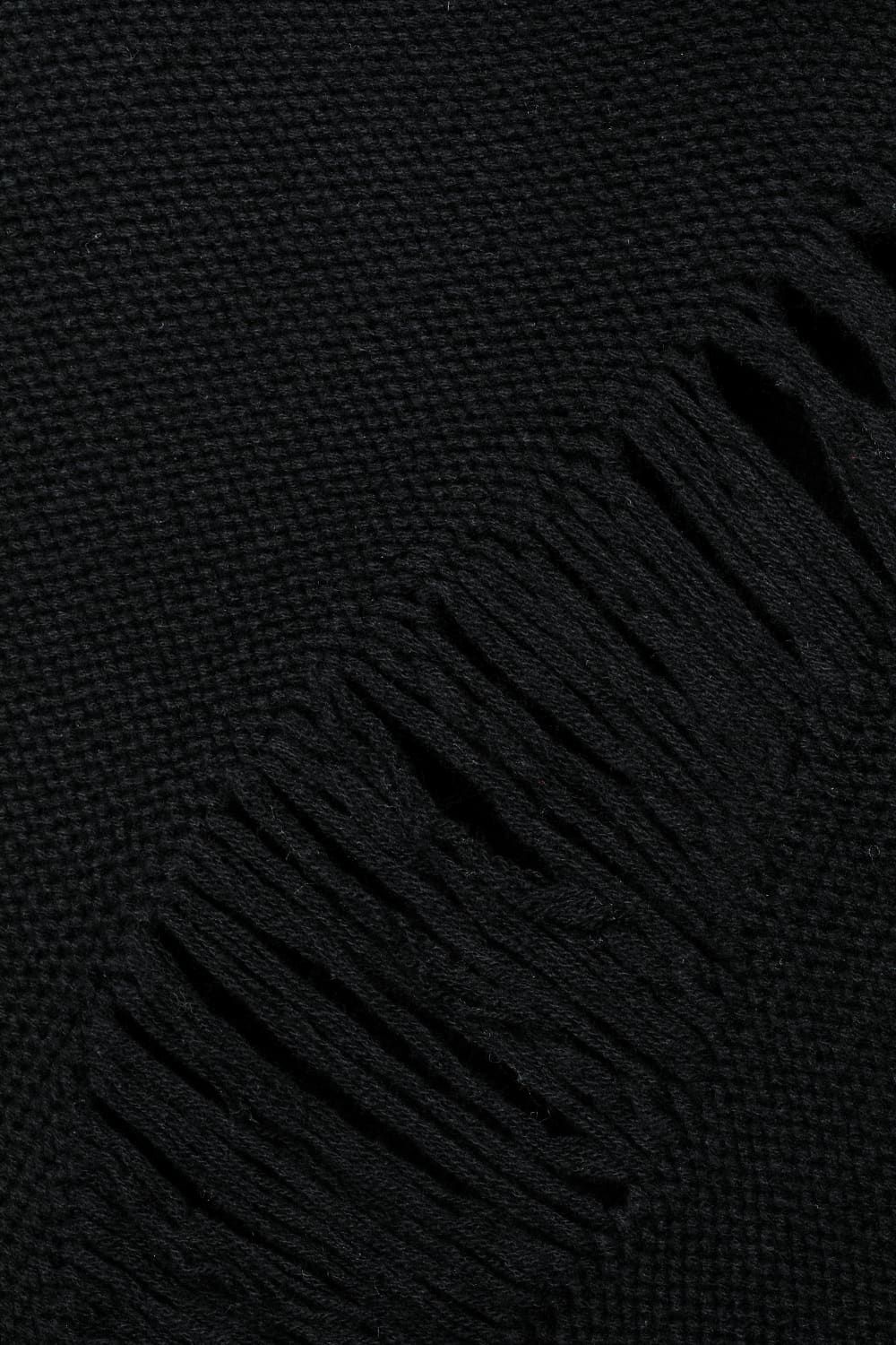 Merino Wool Knit Hooded Long Scarf “Black" / メリノウールニットフードロングマフラー"ブラック"