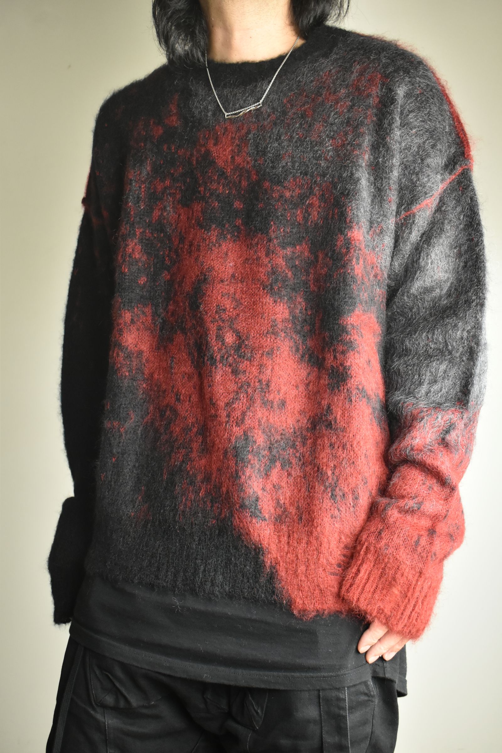 Gradation Mohair Knit Pullover"Black-Red" / グラデーションモヘアニットプルオーバー"ブラックレッド"