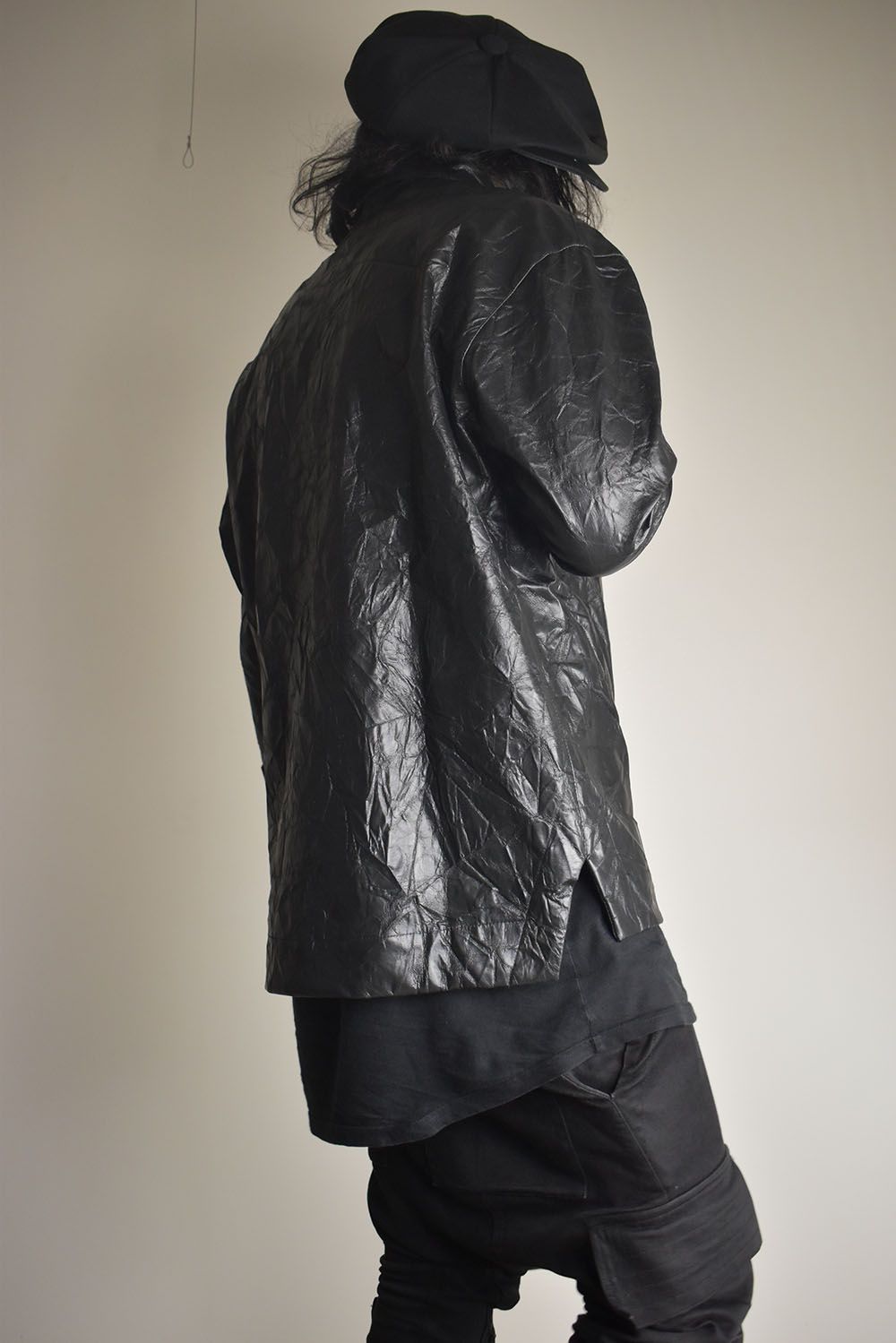 Washer Synthetic Leather Shirts"Black" / ワッシャーシンセティックレザーシャツ"ブラック"