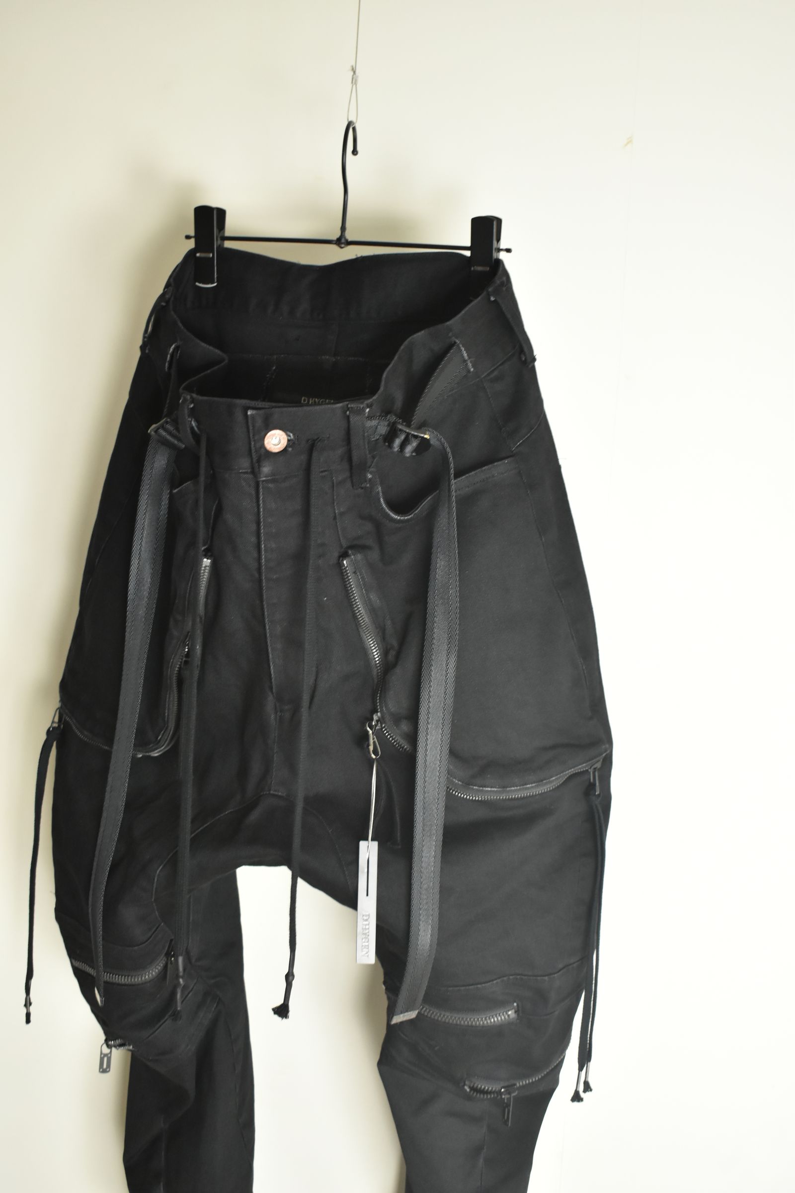 Stretch Denim Knee-Open Cropped Pants"Black" / ストレッチデニムニーオープンクロップドパンツ"ブラック"