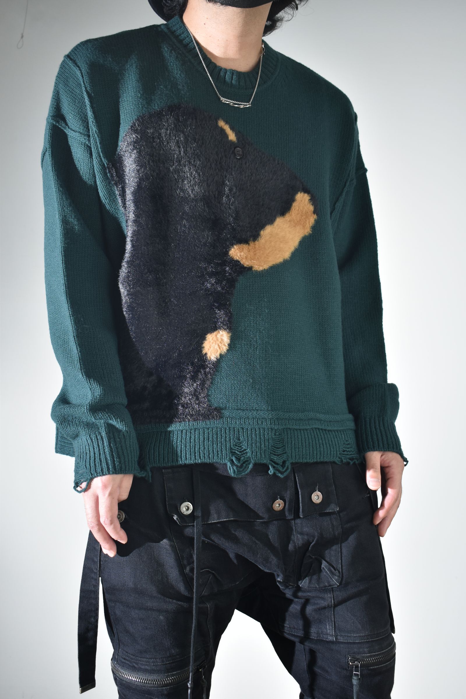 Dog Motif Intarsia Sweater "Jade" / ドッグモチーフインターシャセーター"ジェイド"
