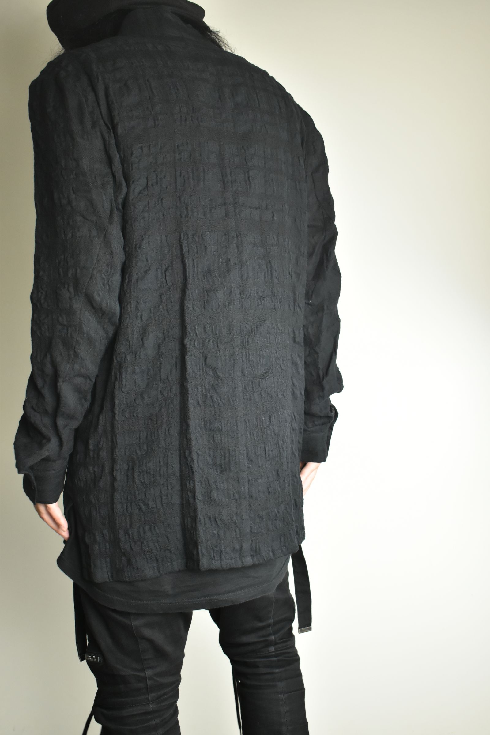 Shadow Check Shawl Collar Shirt"Black" / シャドウチェックショールカラーシャツ"ブラック"