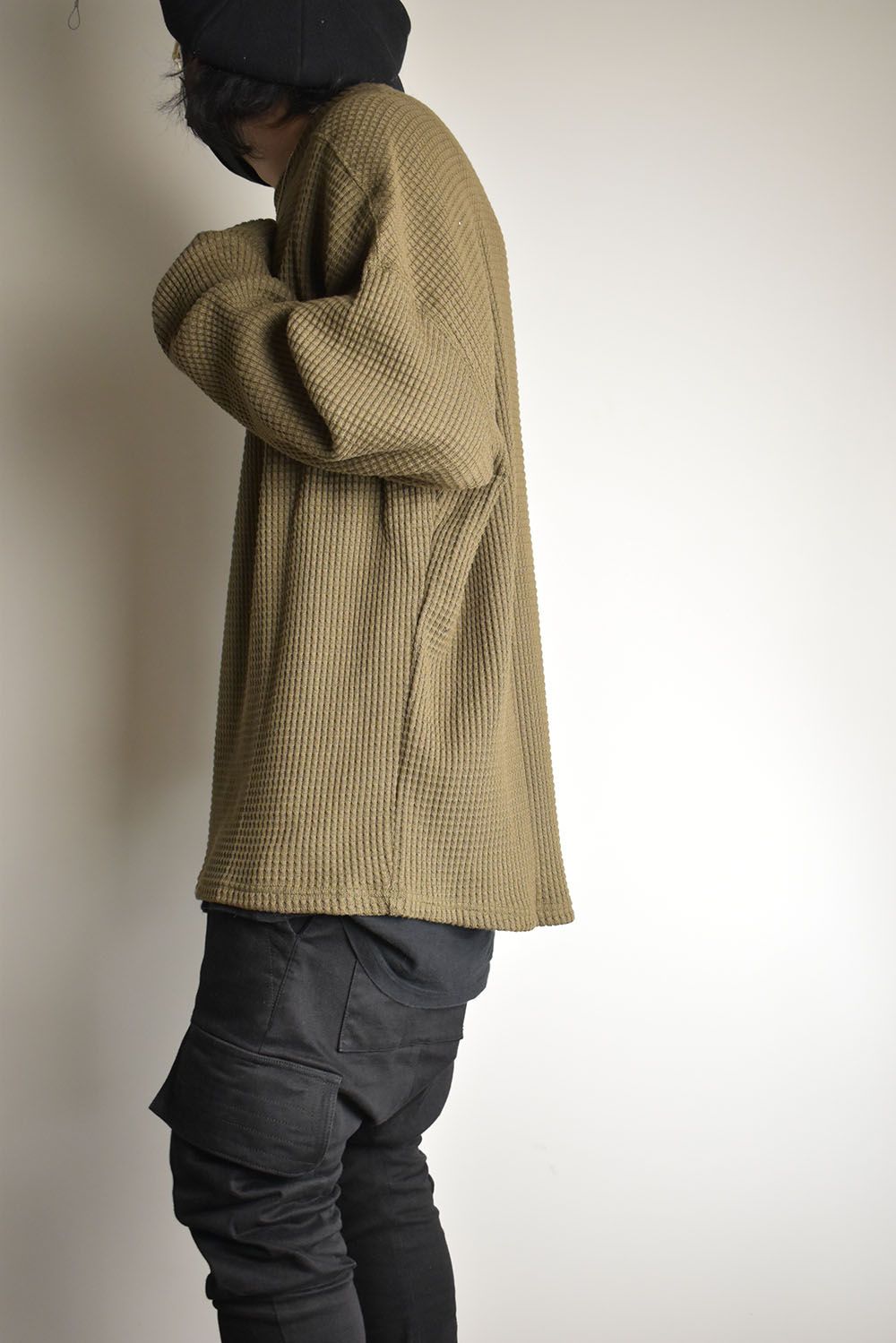 Heavy Waffle Over Size Top"Olive" / ヘビーワッフルオーバーサイズトップ"オリーブ"