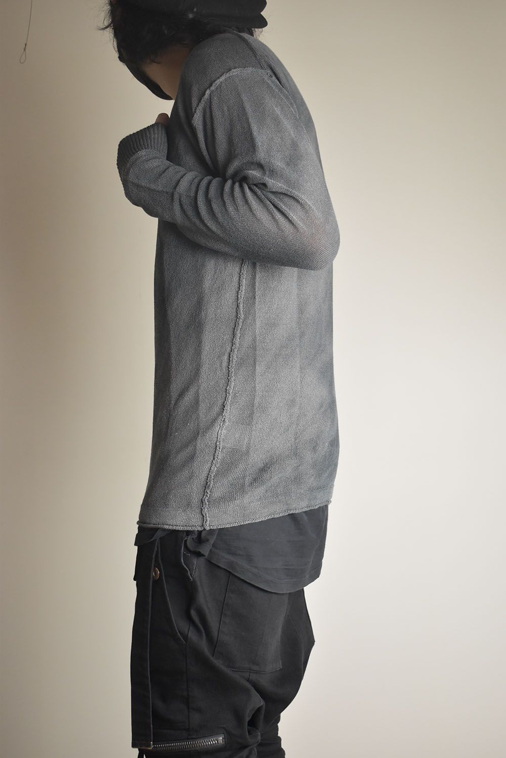 7G Paper Yarn Knit Pullover"Black" / 7Gペーパーヤーンニットプルオーバー"ブラック"