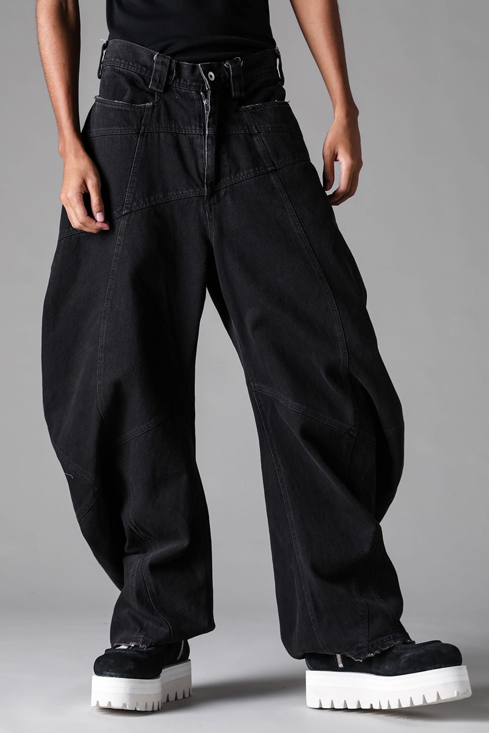 《2027SS先行予約》Curved Wide Pants"Black" / カーブドワイドパンツ "ブラック"