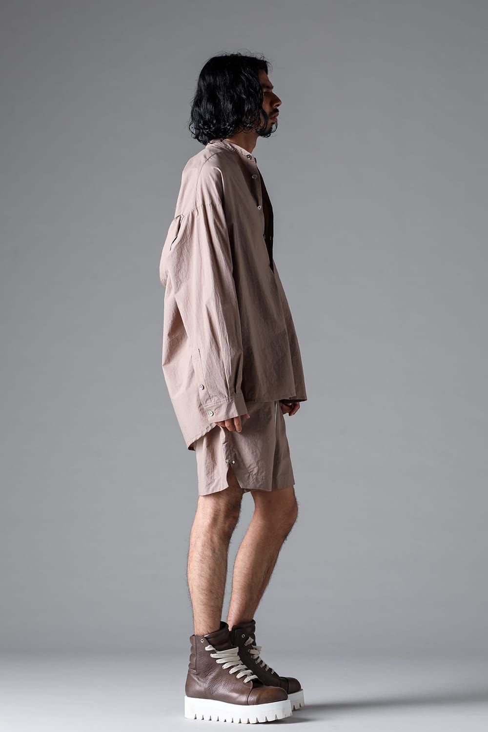 《2026SS先行予約》Stand Collar Shirts "Black / Cream /Soil" / スタンドカラーシャツ"ブラック/クリーム/ソイル"