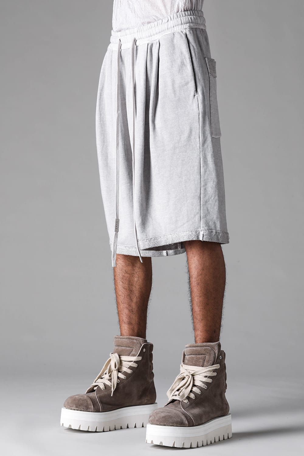 《2027SS先行予約》Sumi Dyed Lightweight French Terry Wide Shorts"L.Grey  / D.Grey" / 墨染ミニ裏毛ワイドショーツ"ライトグレー / ダークグレー"