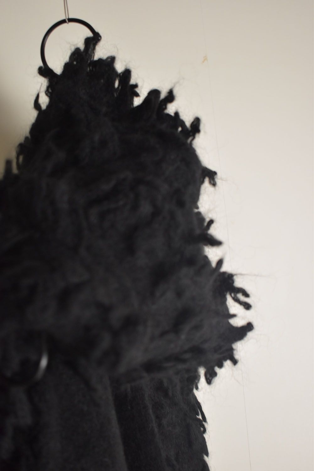 5GG Long Pile Knit Hoodie Stole"Black" / ロングパイルニットフーディストール"ブラック"
