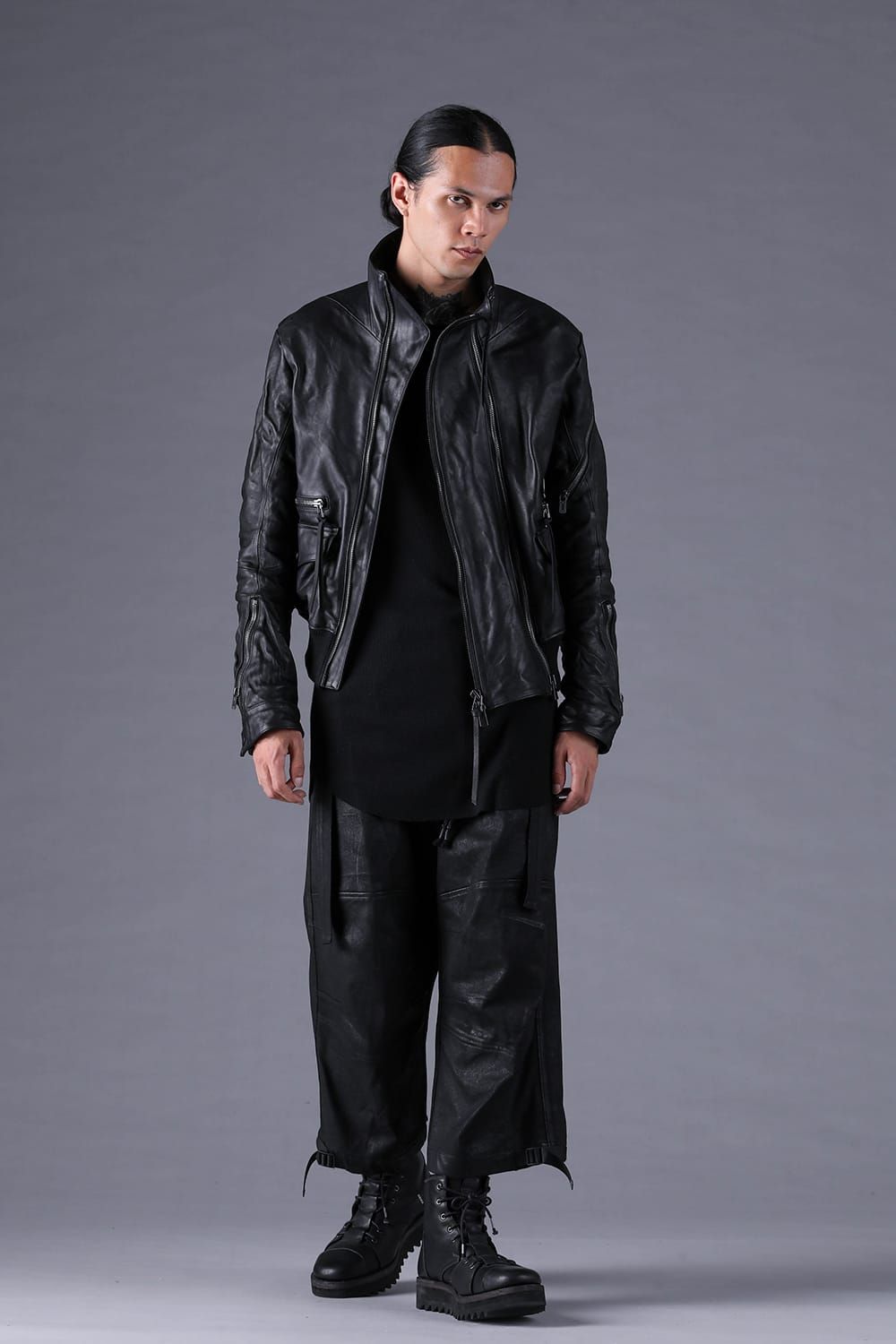 《2027SS先行予約分》Horse Leather Double-Zip Bomber Jacket"Black" / ホースレザーダブルジップボンバージャケット "ブラック"