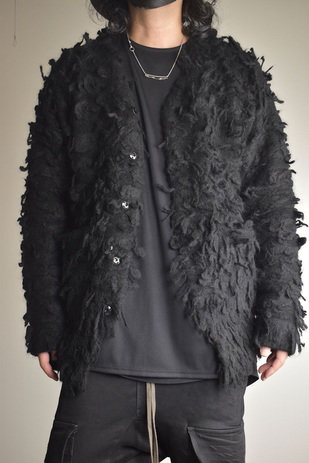 5GG Long Pile Knit Cardigan"Black" / ロングパイルニットカーディガン"ブラック"