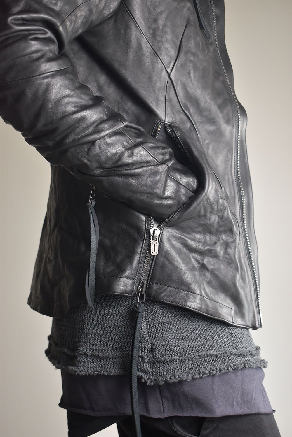 Horse Leather Hood Attachd Jacket "Black" / ホースレザーフードアタッチドジャケット"ブラック"