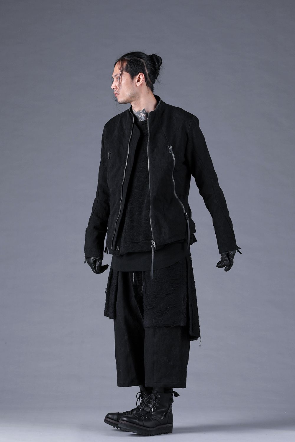 Damage Jacquard Single Rider Jacket"Black" / ダメージジャガードシングルライダースジャケット"ブラック"