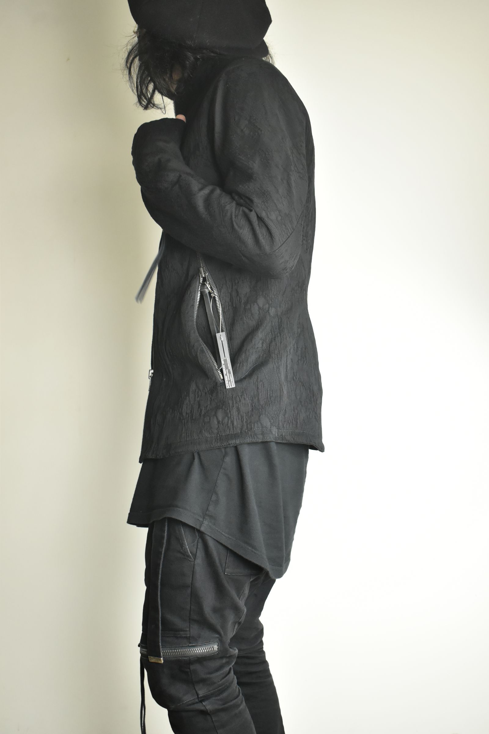 Damage Jacquard Single Rider Jacket"Black" / ダメージジャガードシングルライダースジャケット"ブラック"