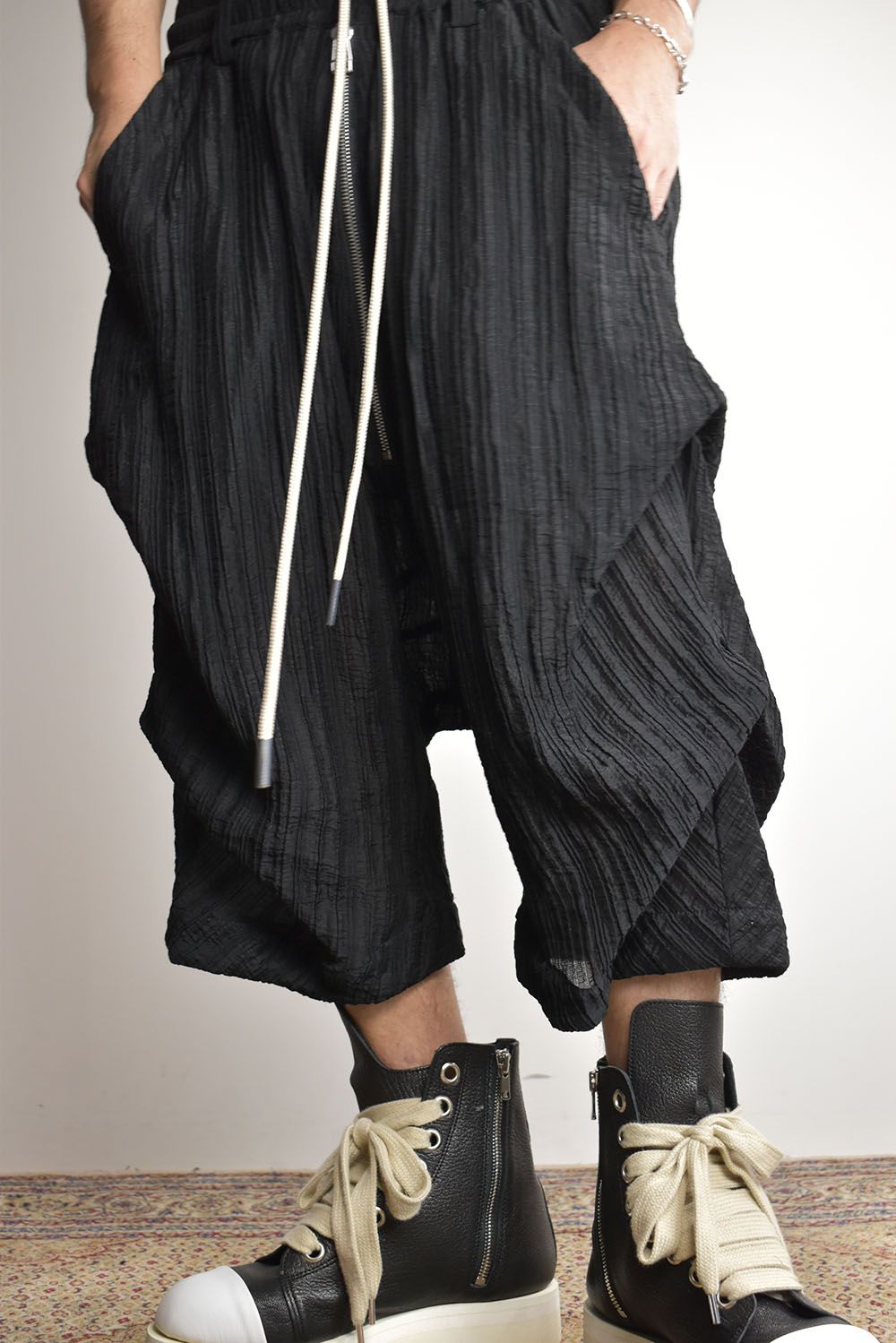 Sheer Yoryu Tuck Shorts"Black" / シアータックショーツ"ブラック"